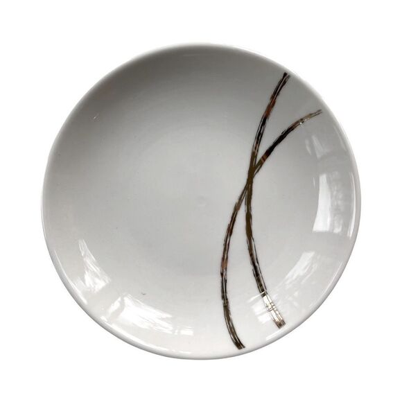 White & Metallic Abstract Porcelain Jewelry Trinket Dish Small 4” New in Box - Picture 1 of 6